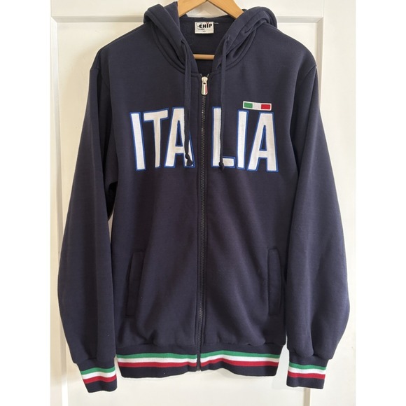 CHIP Other - VTG Y2K CHIP Italia Full Zip Hoodie Navy Blue Fleece Italy Soccer Jacket Mens XL